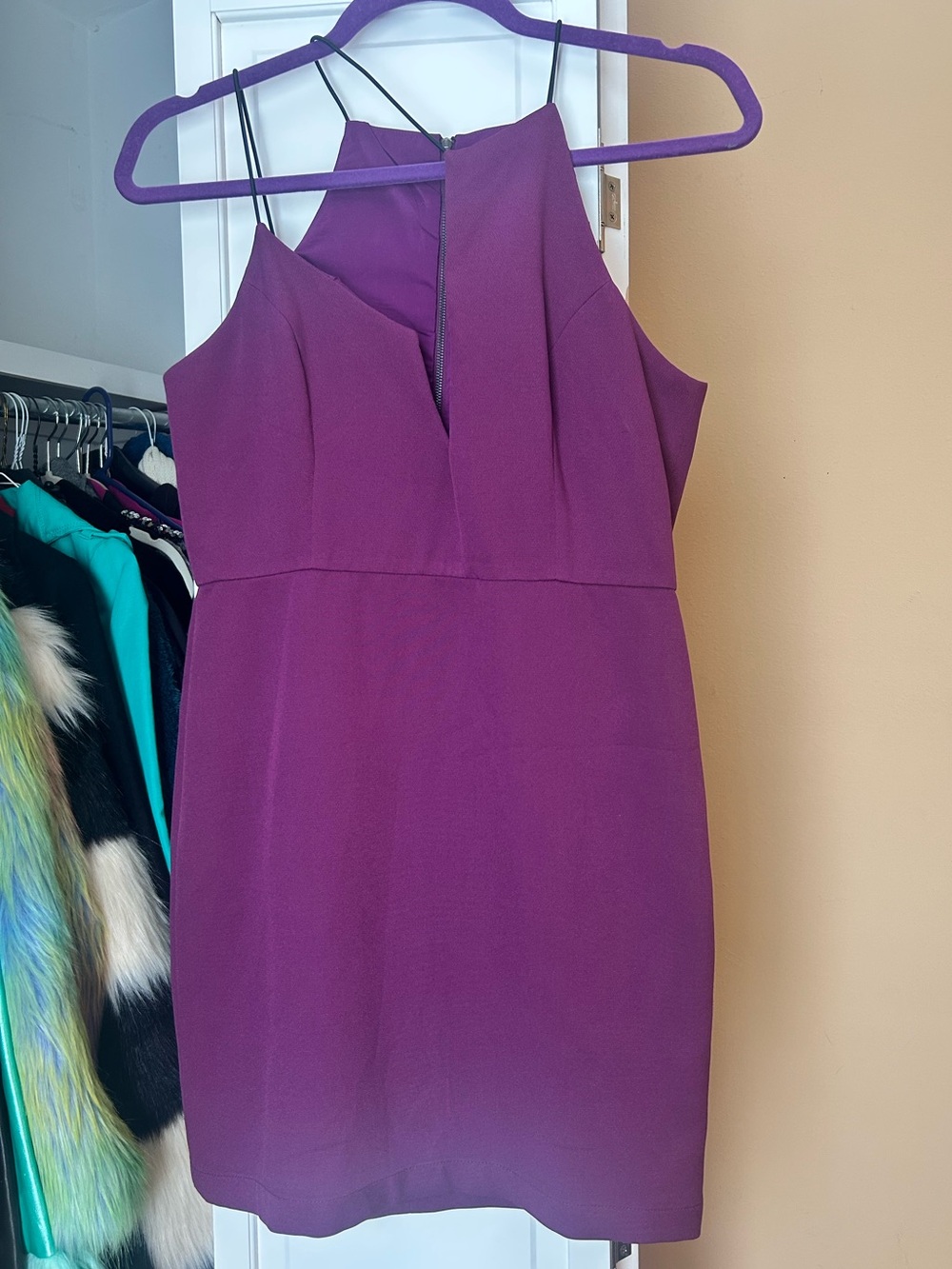 Re:named (OG Nasty Gal) Unique Asymmetrical Neck Mini Dress | Burgundy | Medium